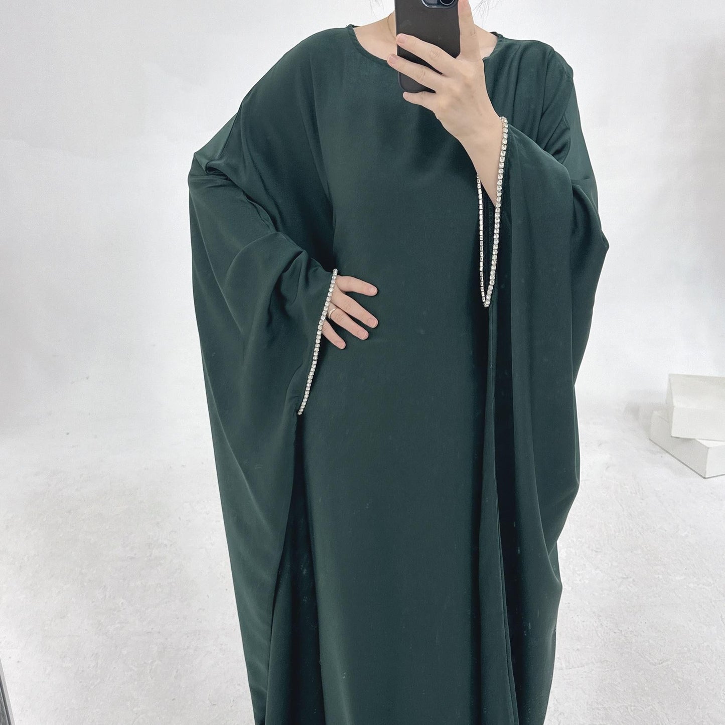 LUMAYA4841 A Minimalist, Beaded, Matte Satin Long Dress with A Subtle and Elegant Design.