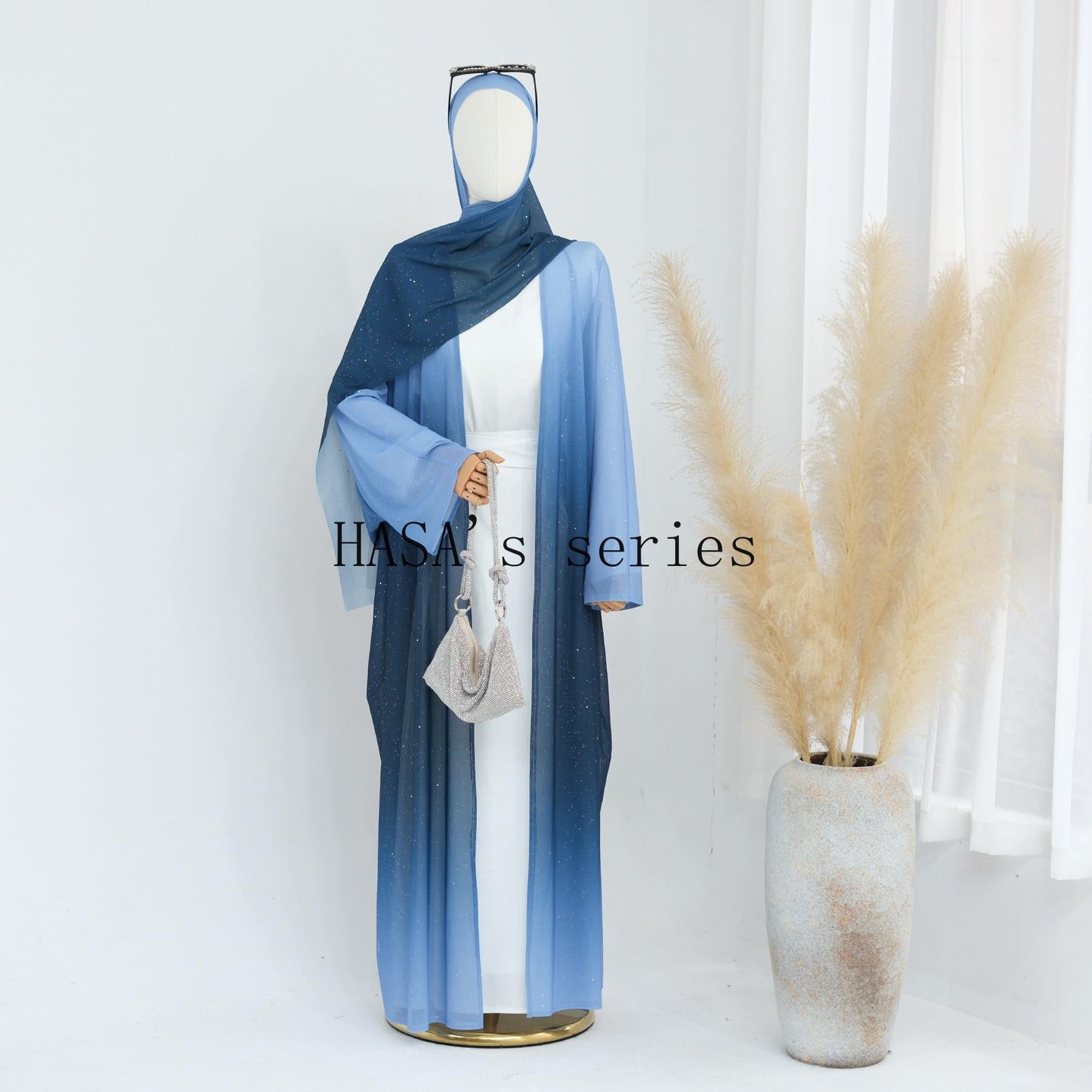 LUMAYA4839 Gradient Sequined Long Cardigan