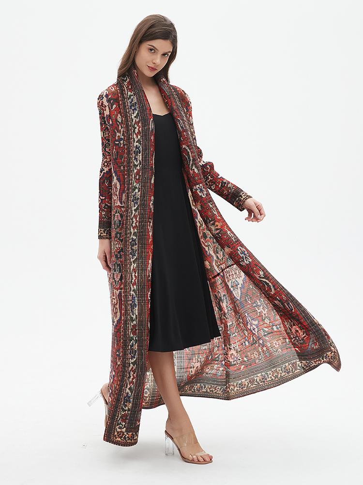 LUMAYA6706 Bohemian Elegance , Vibrant Red Printed Abaya