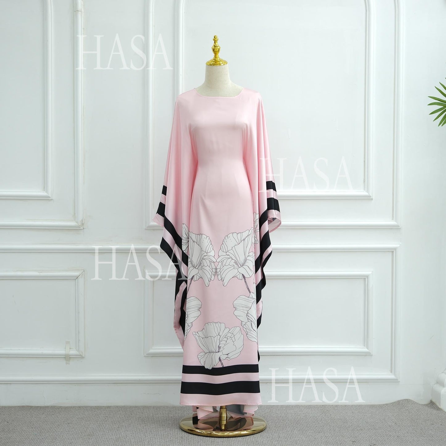 LM6556 Colorblock Print Cardigan Robe Dress