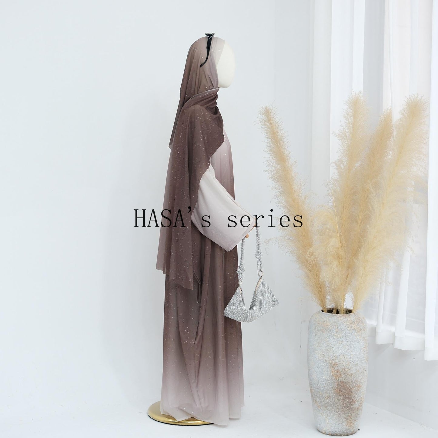 LUMAYA4839 Gradient Sequined Long Cardigan