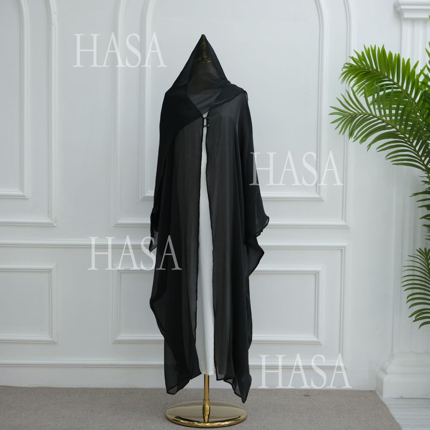 LUMAYA6534 Elegant Island Wrinkle Texture Solid Color Cardigan Robe