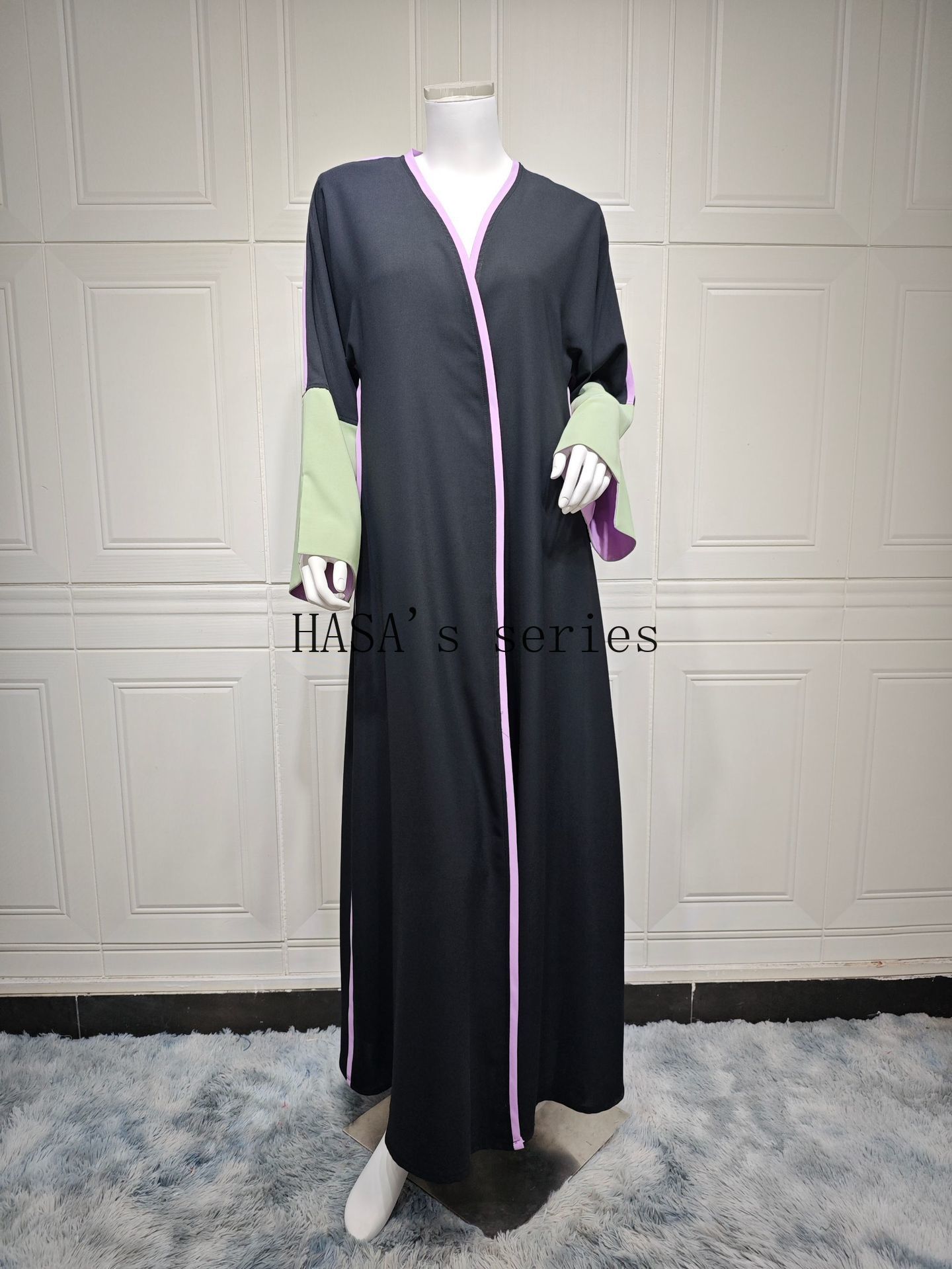 LUMAYA5089 Color-blocked Patchwork Long-sleeved Dress, A Stylish and Elegant Long Design.