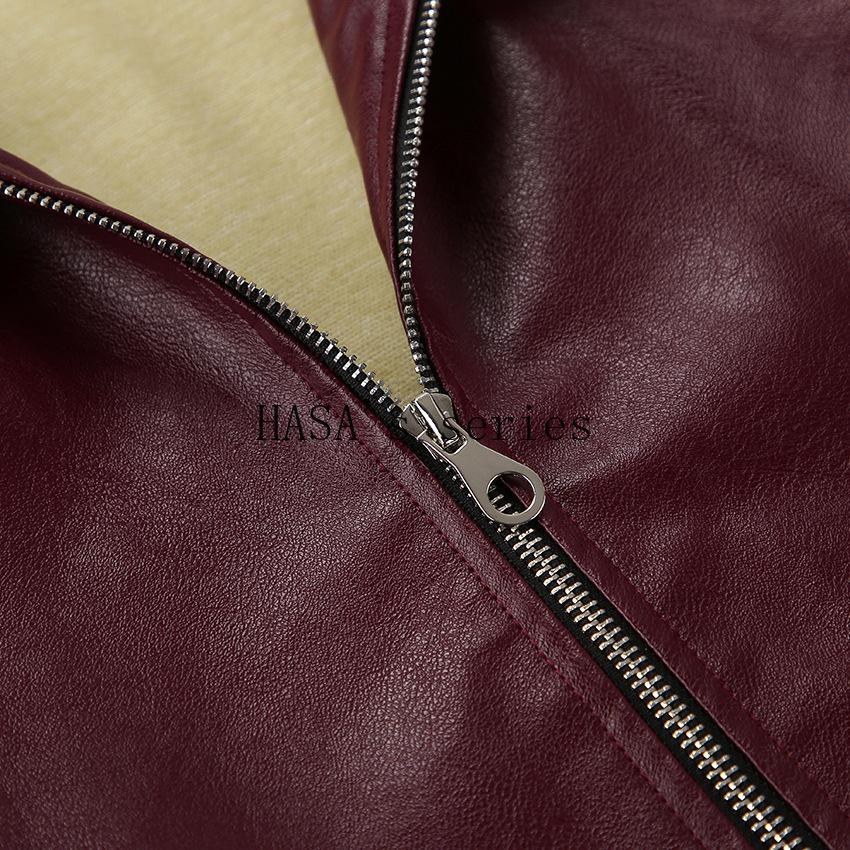 LUMAYA5775 This Classic, Minimalist Leather Short Jacket Is Stylish and Versatile, Perfect for Spring.