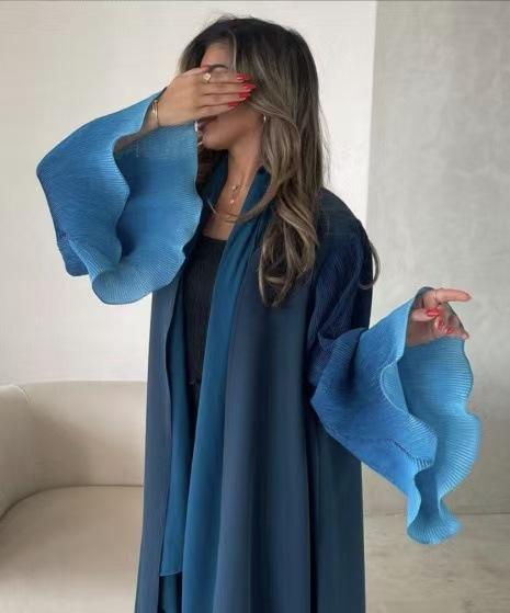 LUMAYASASERIES LUMAYA6721 Olive Ombre  Green Abaya with Gradient Cuffs