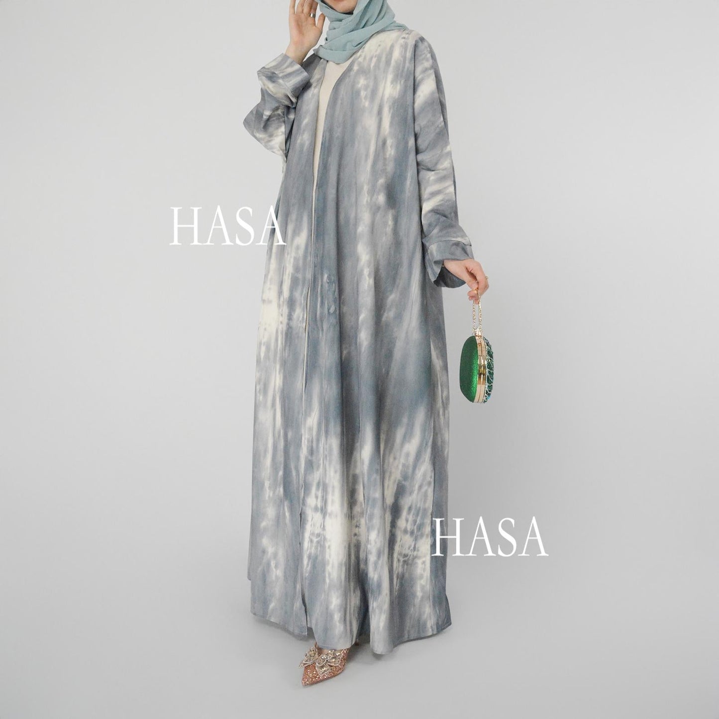 LUMAYA6322 Elegant Lightweight Printed Long Cardigan(Abaya Size 52-54)