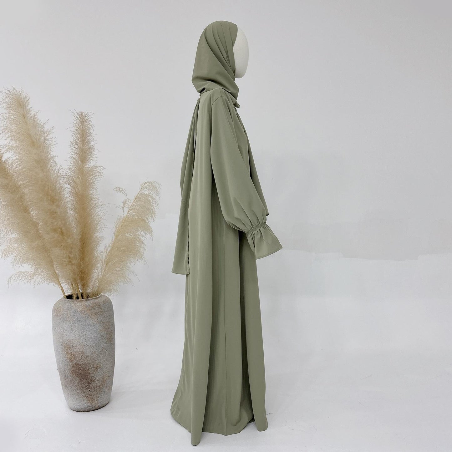 LUMAYA LM1173 Solid Color Hooded Abaya with Side Pocket