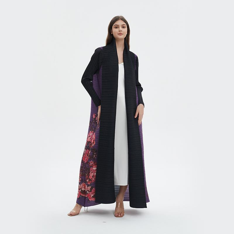 LUMAYA6724 Amethyst Bloom | Purple & Black Abaya with Floral Print Panel