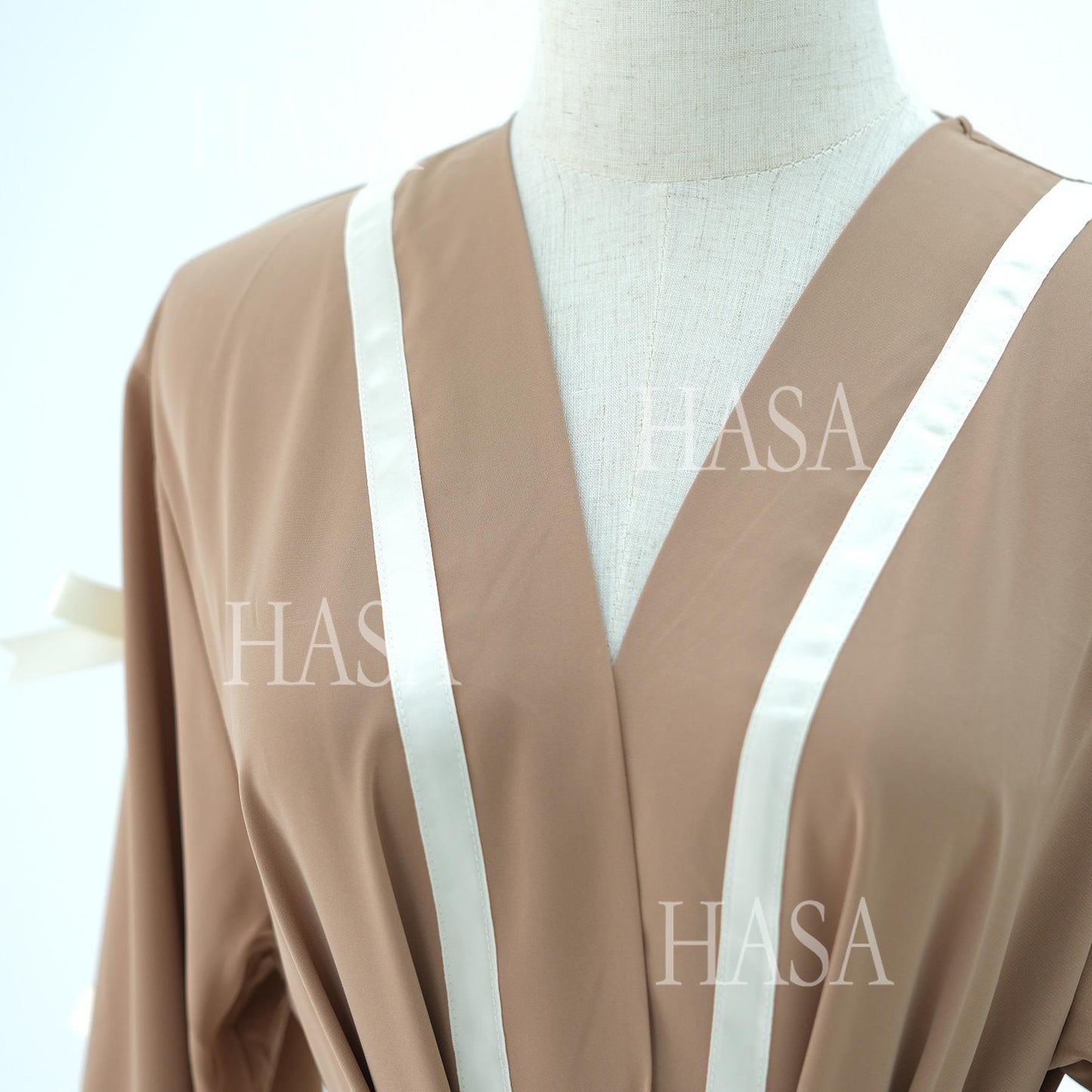 LUMAYA6520 Cardigan-Morgenmantel Mit Schleife (Kopftuch Nicht Inbegriffen)