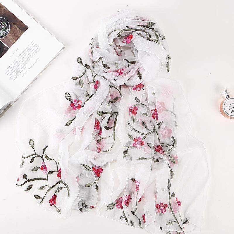 LUMAYA LM1132 Chiffon Flower Embroidered Scarf