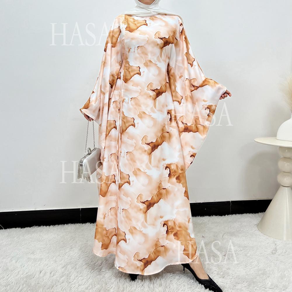 LUMAYA6502 Loose-fitting Printed Robe (headscarf Not Included)
