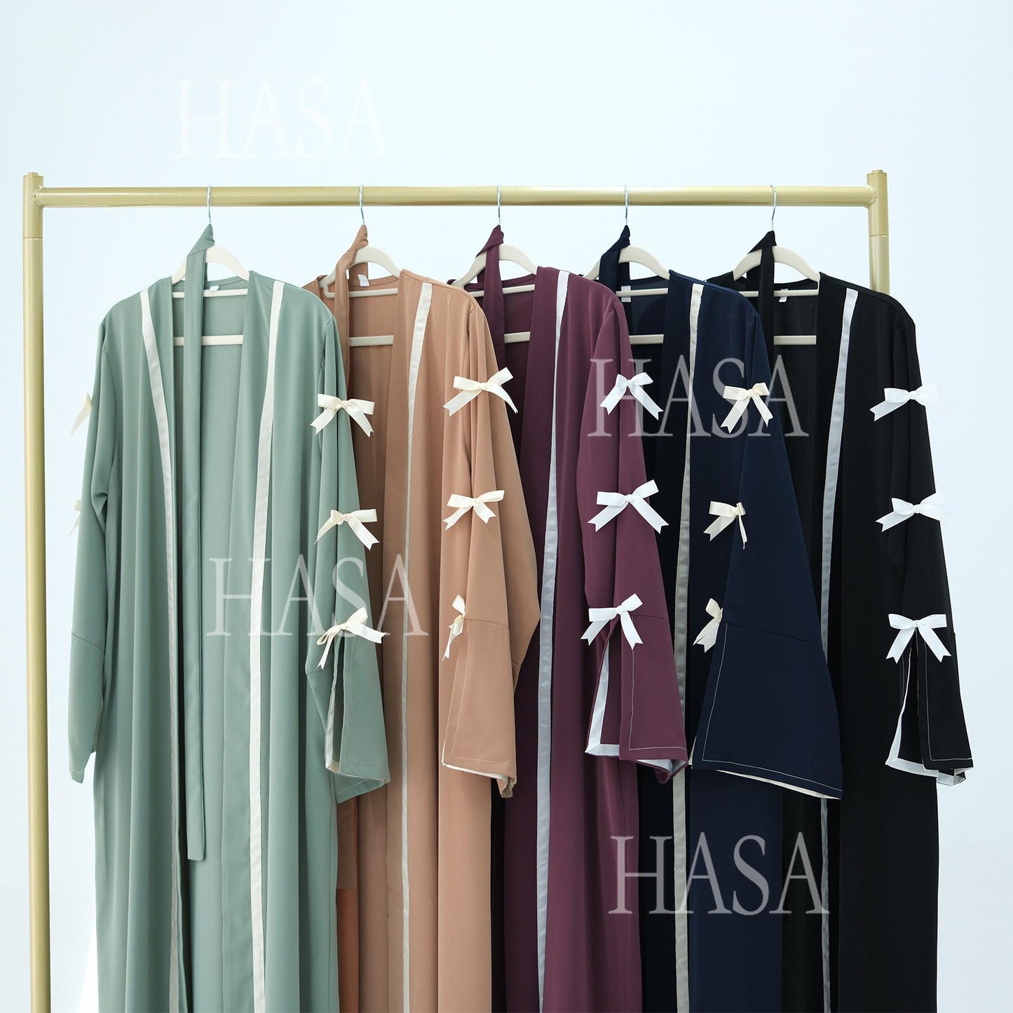 LUMAYA6520 Cardigan-Morgenmantel Mit Schleife (Kopftuch Nicht Inbegriffen)