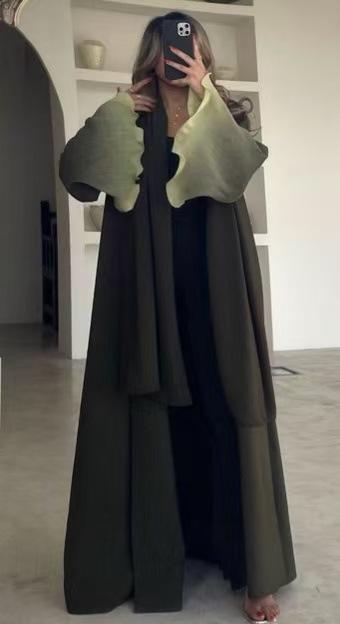 LUMAYASASERIES LUMAYA6721 Olive Ombre  Green Abaya with Gradient Cuffs