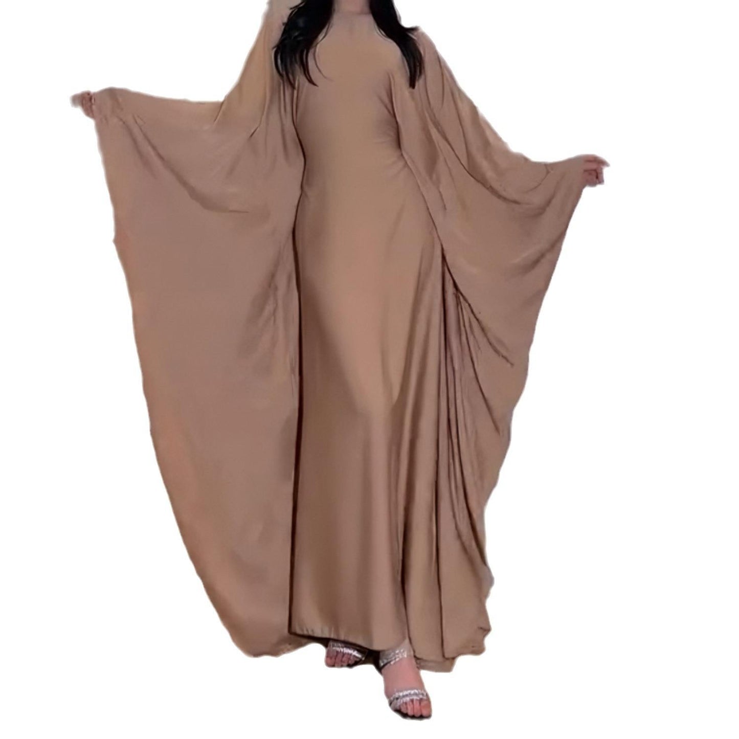 LM1504 Satin Batwing Sleeve Kaftan with Inner Belt