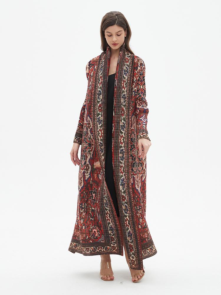 LUMAYA6706 Bohemian Elegance , Vibrant Red Printed Abaya