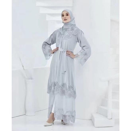 LUMAYA LUMAYA1025 1pcs Lace Embroidery Double-Layer Cardigan