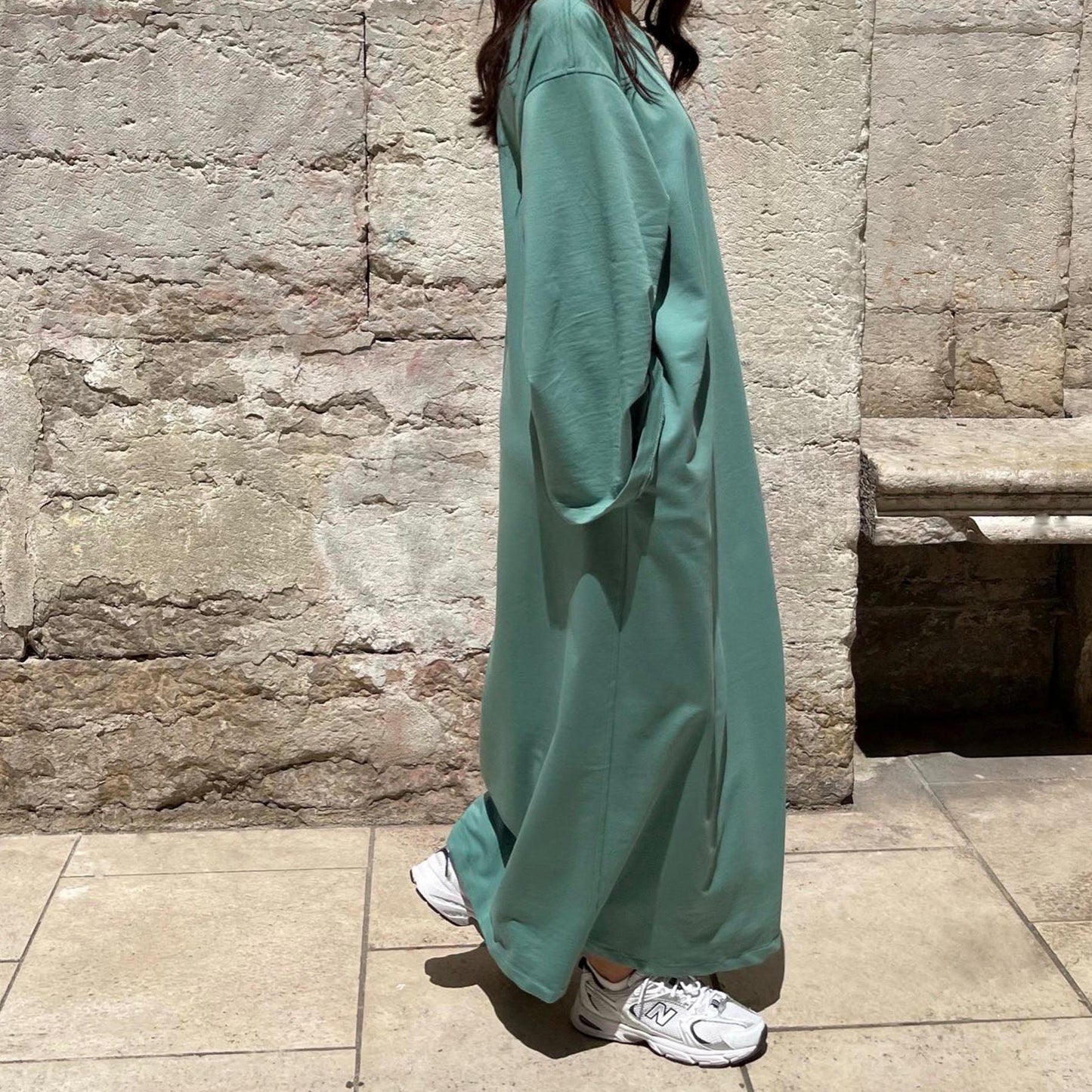 LUMAYA LUMAYA1089 Solid Color Hoodie Dress