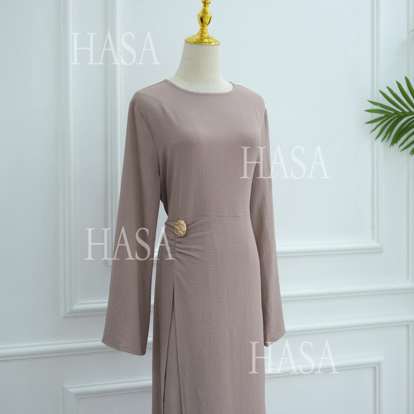 LUMAYA6549 Minimalist Abaya with Waist Detail