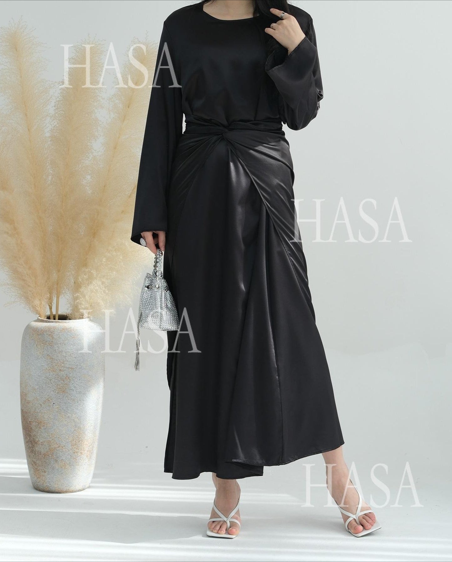 LM6581 Solid color three-piece women's long skirt suit