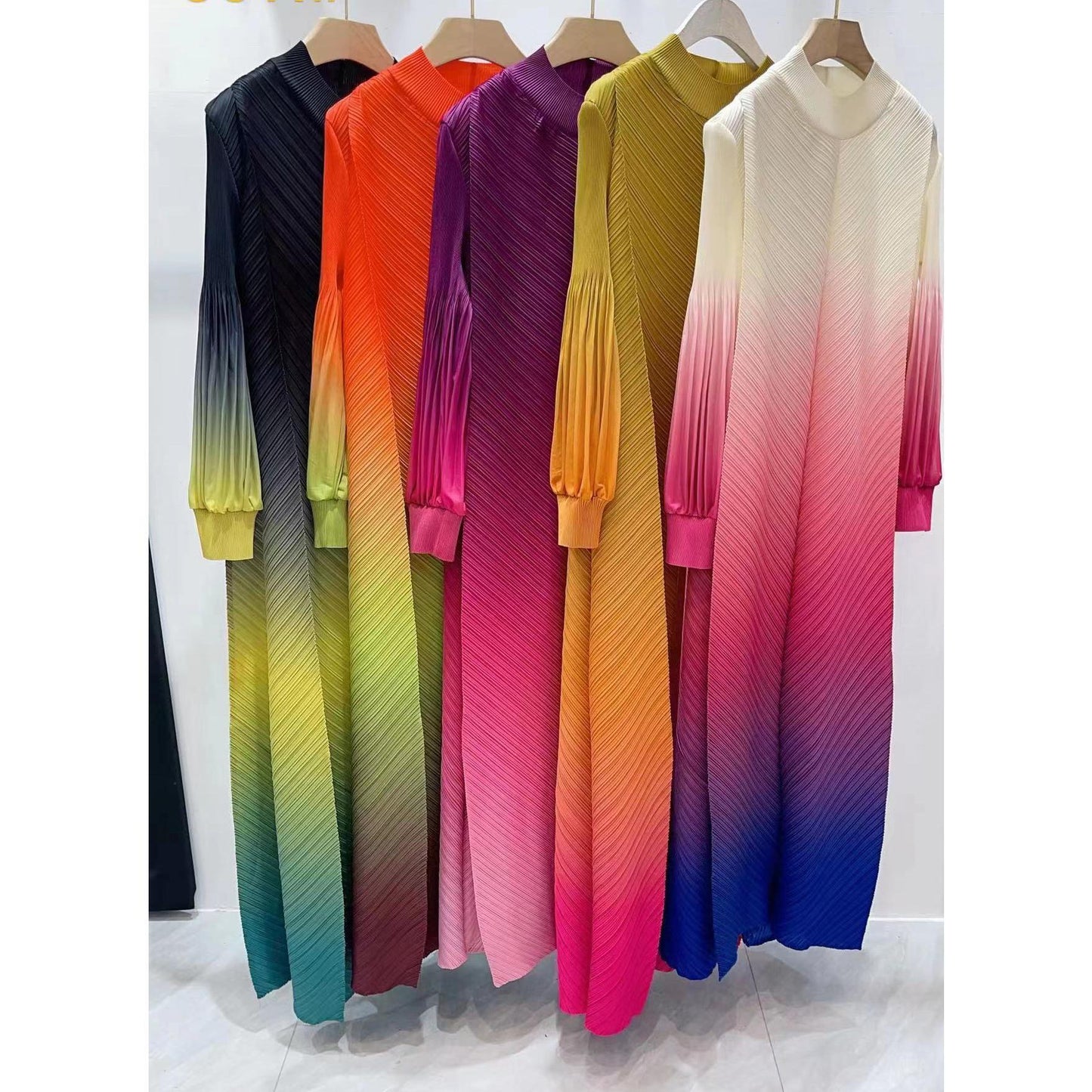 LUMAYA5824 Women's clothing gradual cLUMAYAnge color lantern sleeves high sense middle east dress