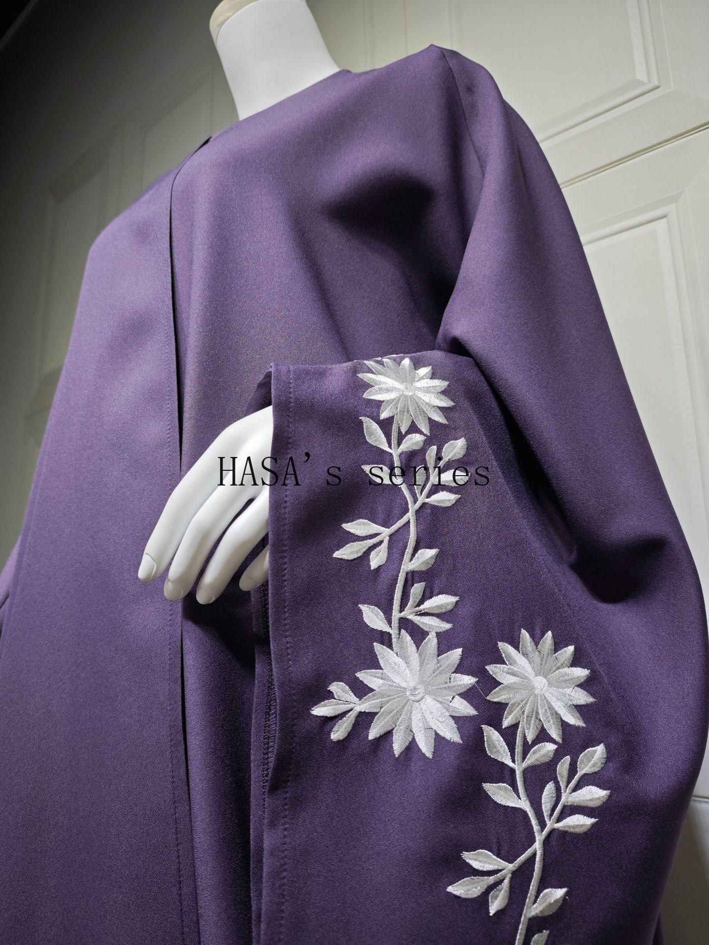 LUMAYA5099 Rhinestone-embellished Beaded Cardigan-style Robe, A High-quality Two-piece Set with A Matching Headscarf Design.