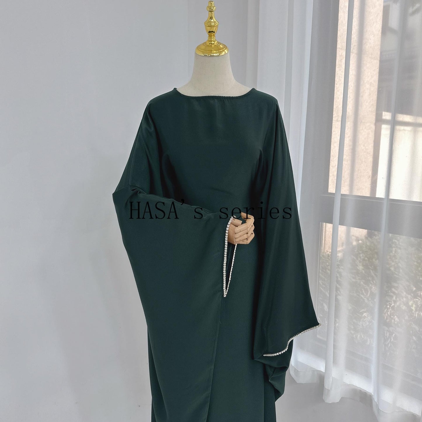 LUMAYA4841 A Minimalist, Beaded, Matte Satin Long Dress with A Subtle and Elegant Design.