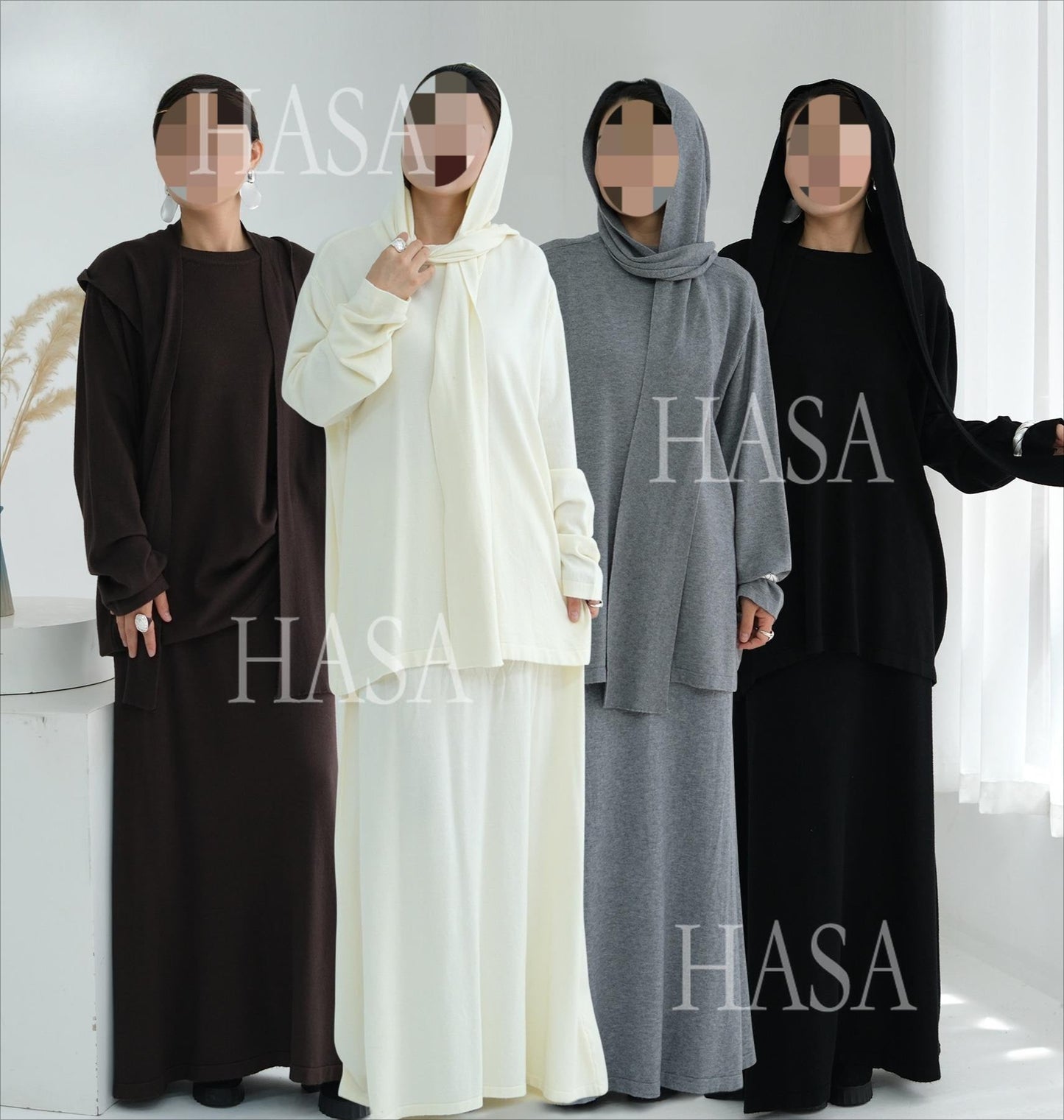 LM6609 Autumn and winter thickened knitted two-piece suit (excluding headscarf)
