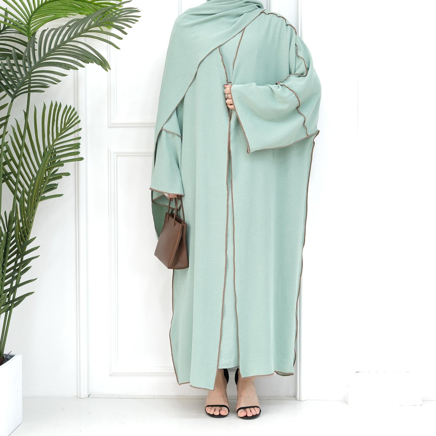 LUMAYA LM1095 3pcs Set Cardigan+without Sleeves Inner Dress+Hijab
