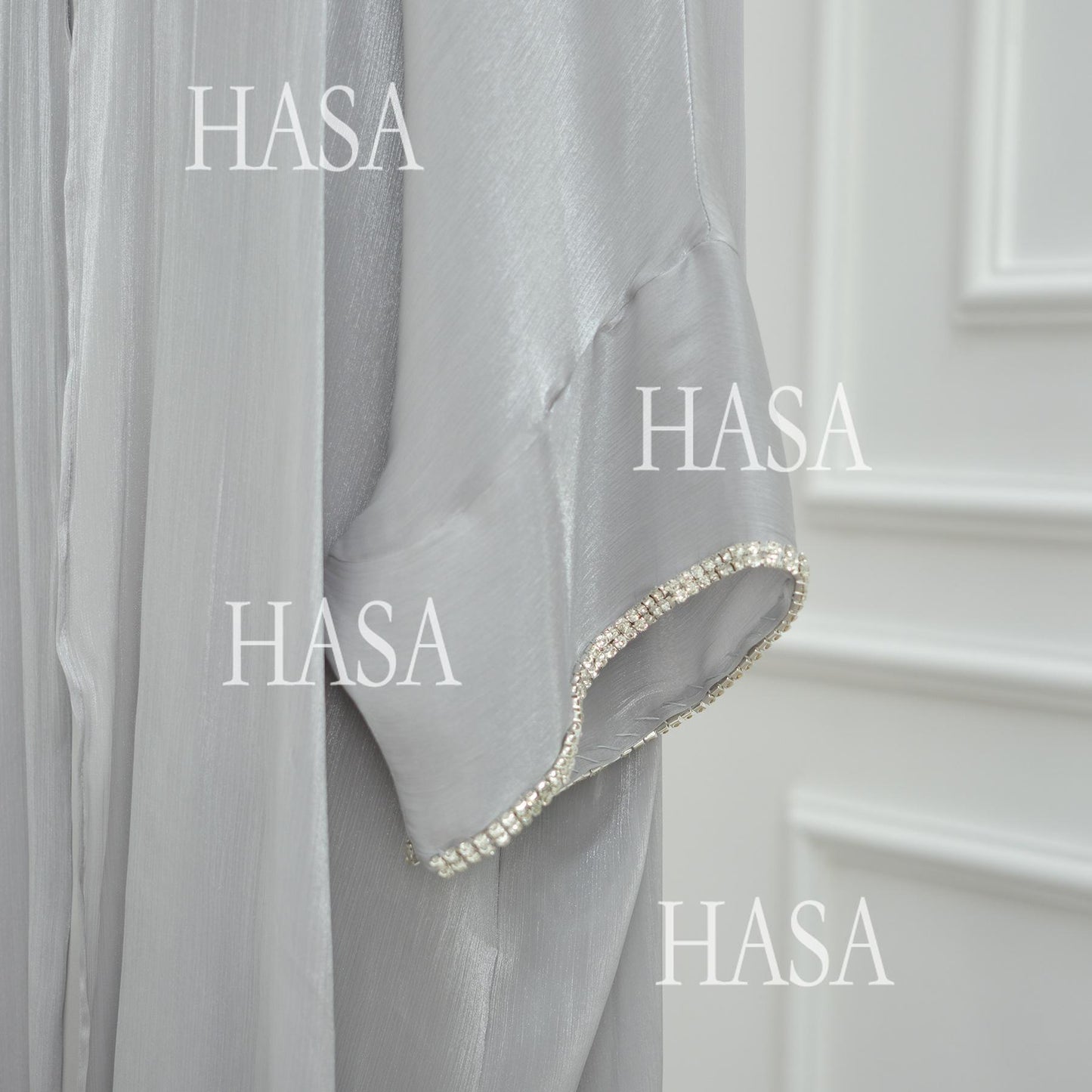 LUMAYA6553  Two-Piece Solid Abaya with Beaded Details and Matching Scarf Option