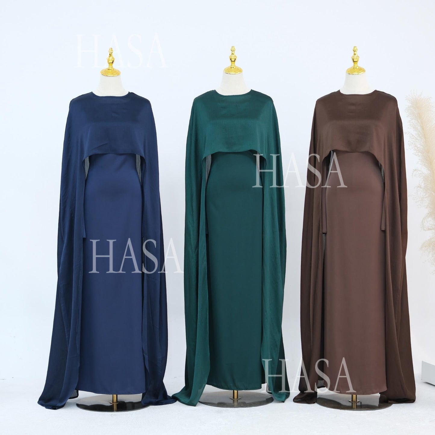 LUMAYA5870 Elegant drape two-piece robe dress-Light luxury street style abaya girl