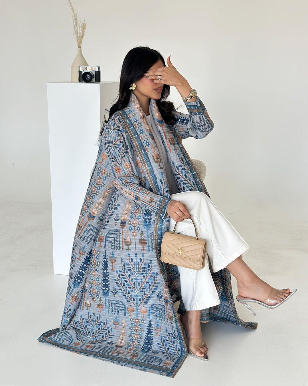 LUMAYA5842 Vintage-style Textured Open-front Long Coat