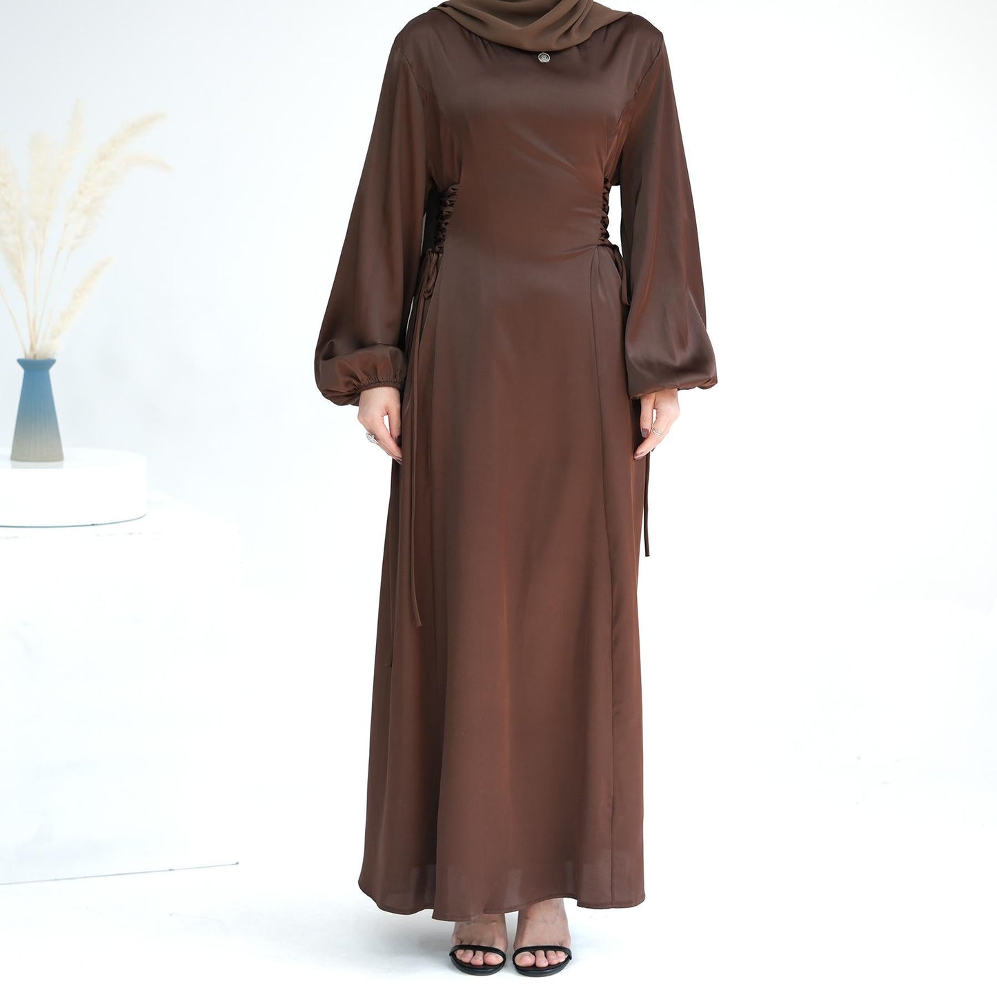 LUMAYA LUMAYA0991 Solid Color High-necked Slim Elegant Dress