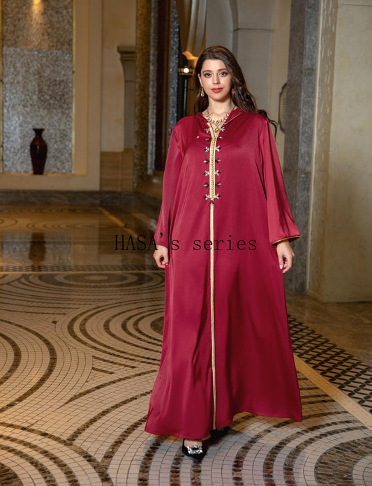 LMSA's Series  LM1231 Jeweled Ribbon Satin Home Dress Abaya