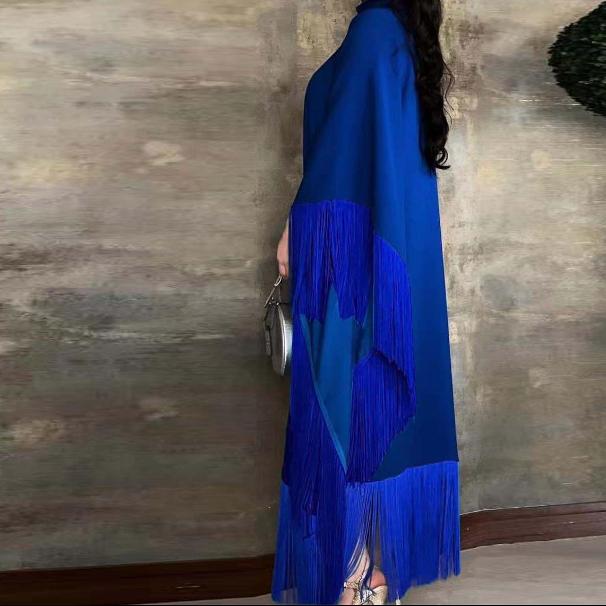 LUMAYA0467 Ladies Dolman Sleeve Tassel Kaftan High Fashion Dress modest party dress