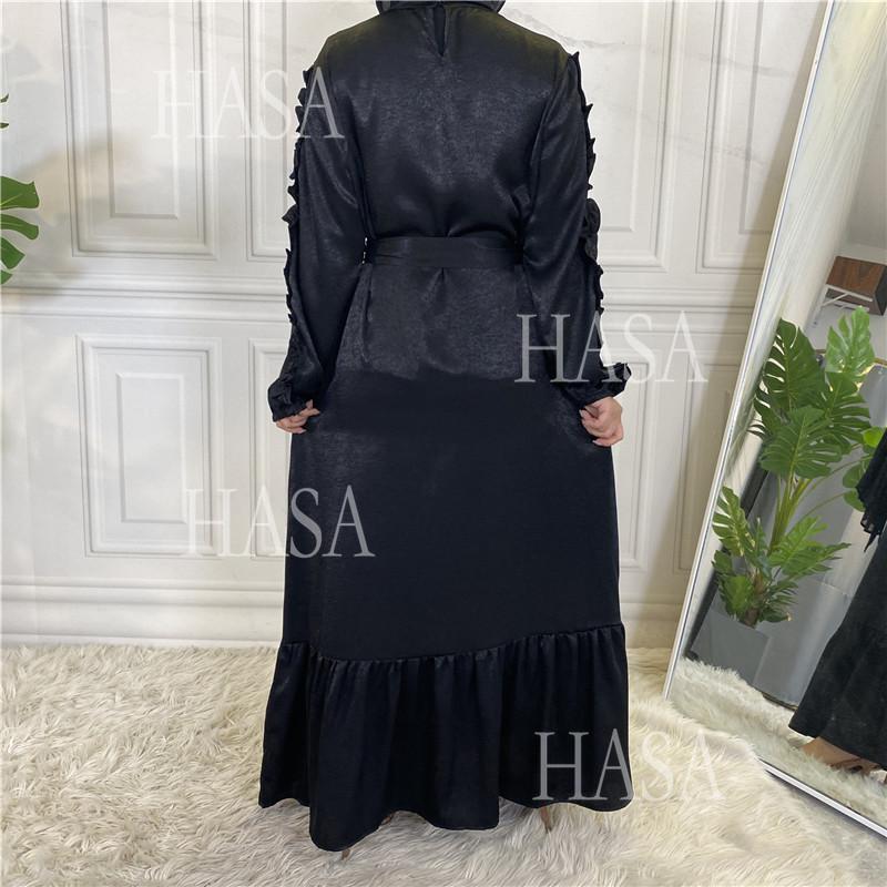 LM6591 Solid Color Turtleneck Long Sleeve Dress with Pleated Waistband