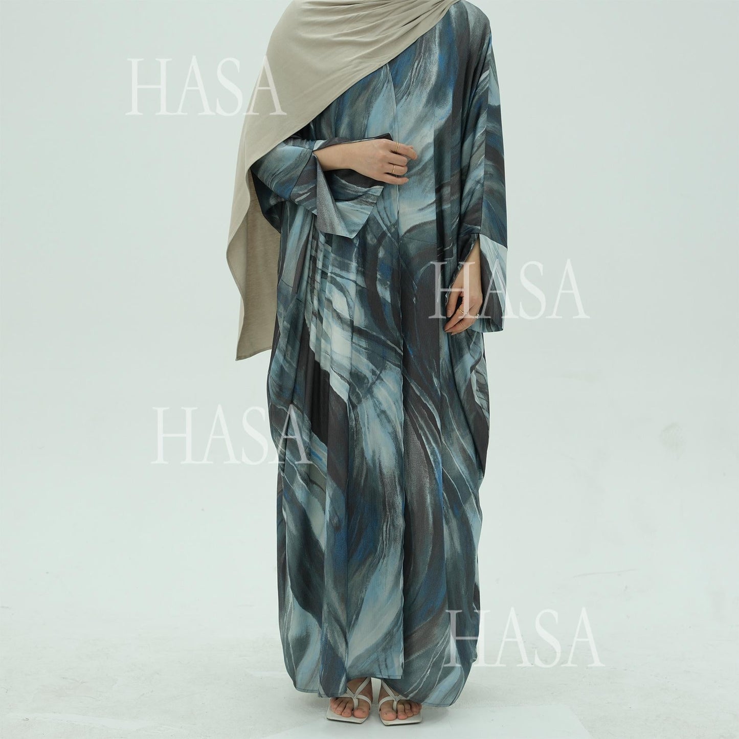 LUMAYA6509 Abstract Printed Loose Abaya (Headscarf Not Included)