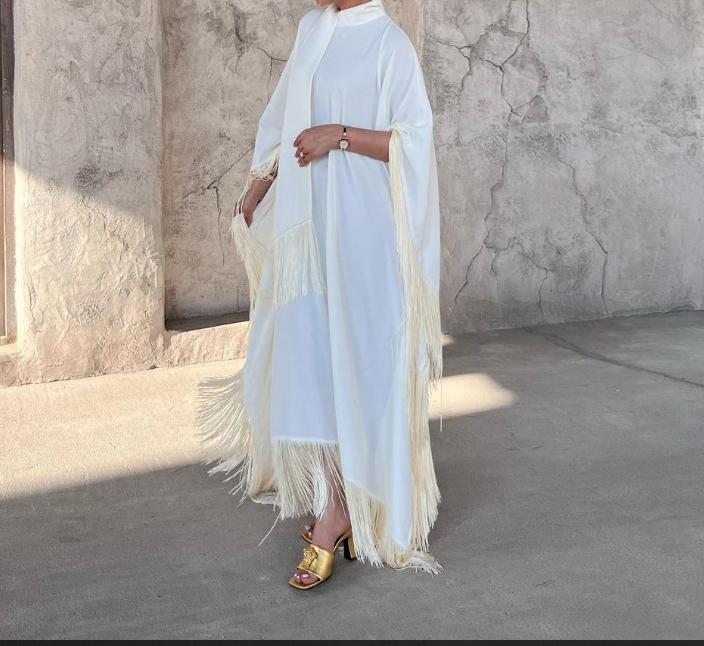 LUMAYA0467 Ladies Dolman Sleeve Tassel Kaftan High Fashion Dress modest party dress
