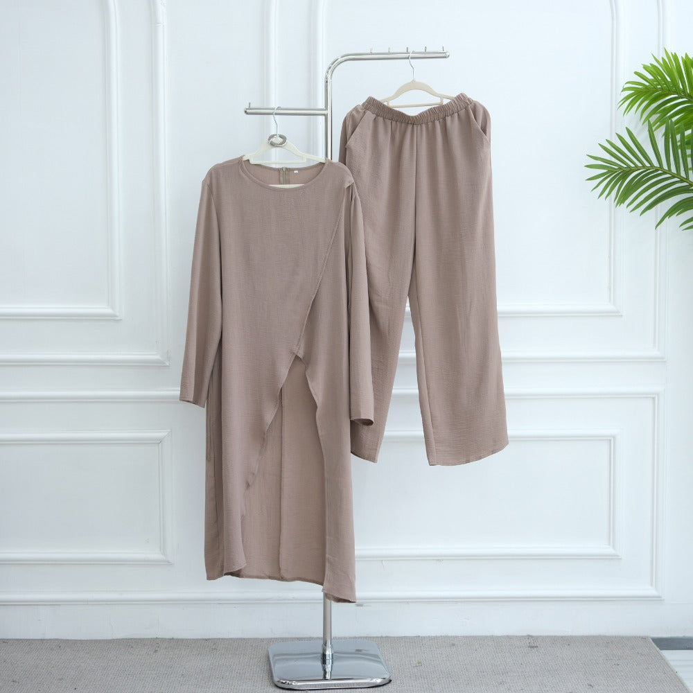 LM6605 Stylish asymmetrical two-piece set (with optional headscarf)