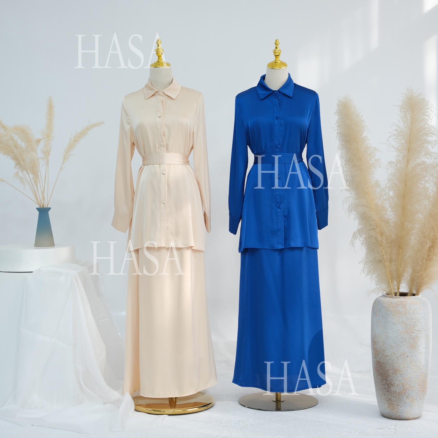 LUMAYA5874 Gentle Lace-up Two-piece Suit, Simple Texture, First Choice for Daily Wear abaya girl