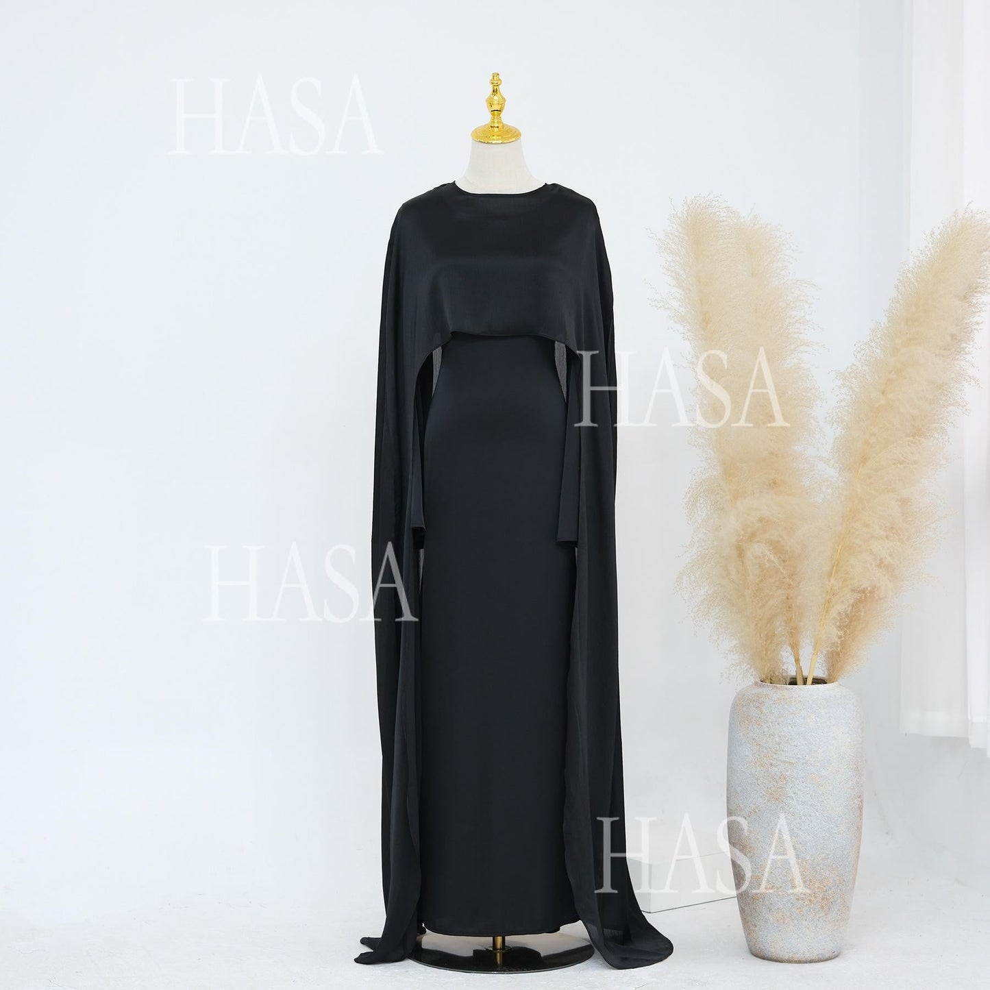 LUMAYA5870 Elegant drape two-piece robe dress-Light luxury street style abaya girl