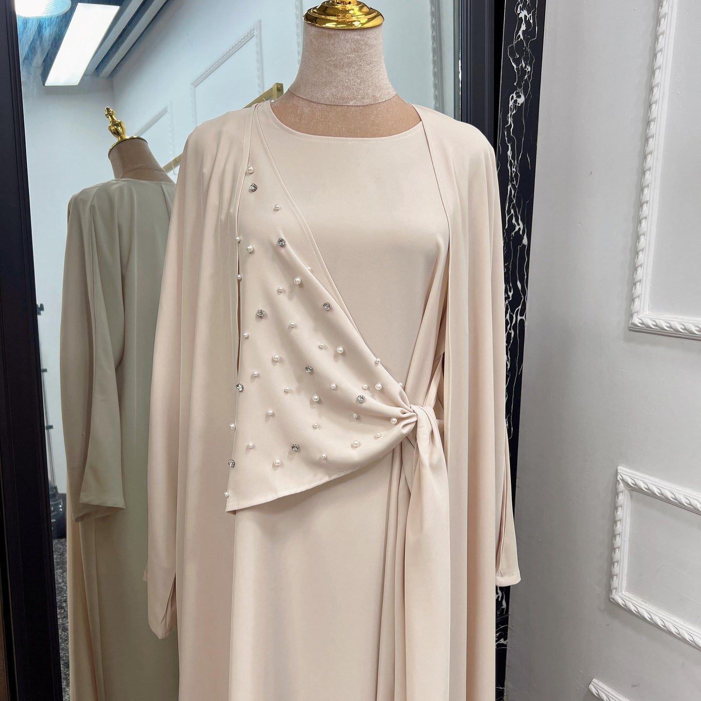 LUMAYA LUMAYA1012 2pcs Set Solid Color Cardigan+Inner Dress