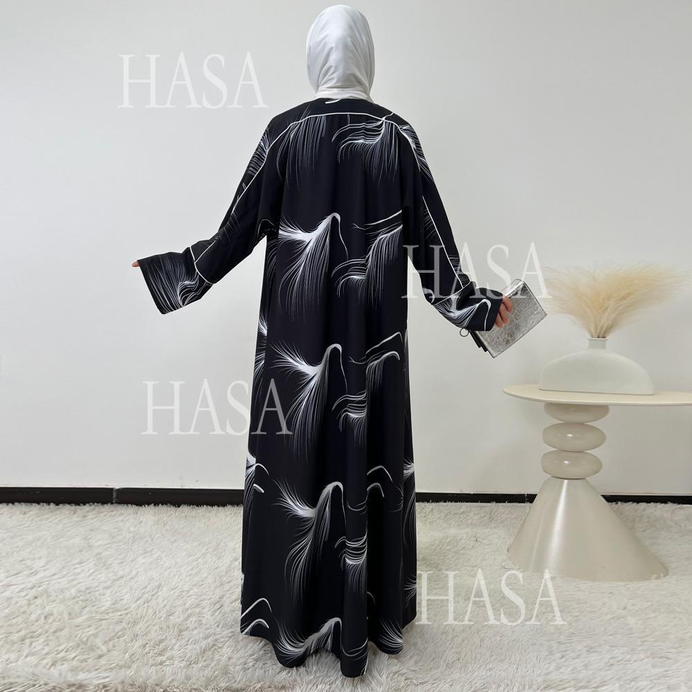 LUMAYA6498 Lightweight Printed Long Abaya Suit