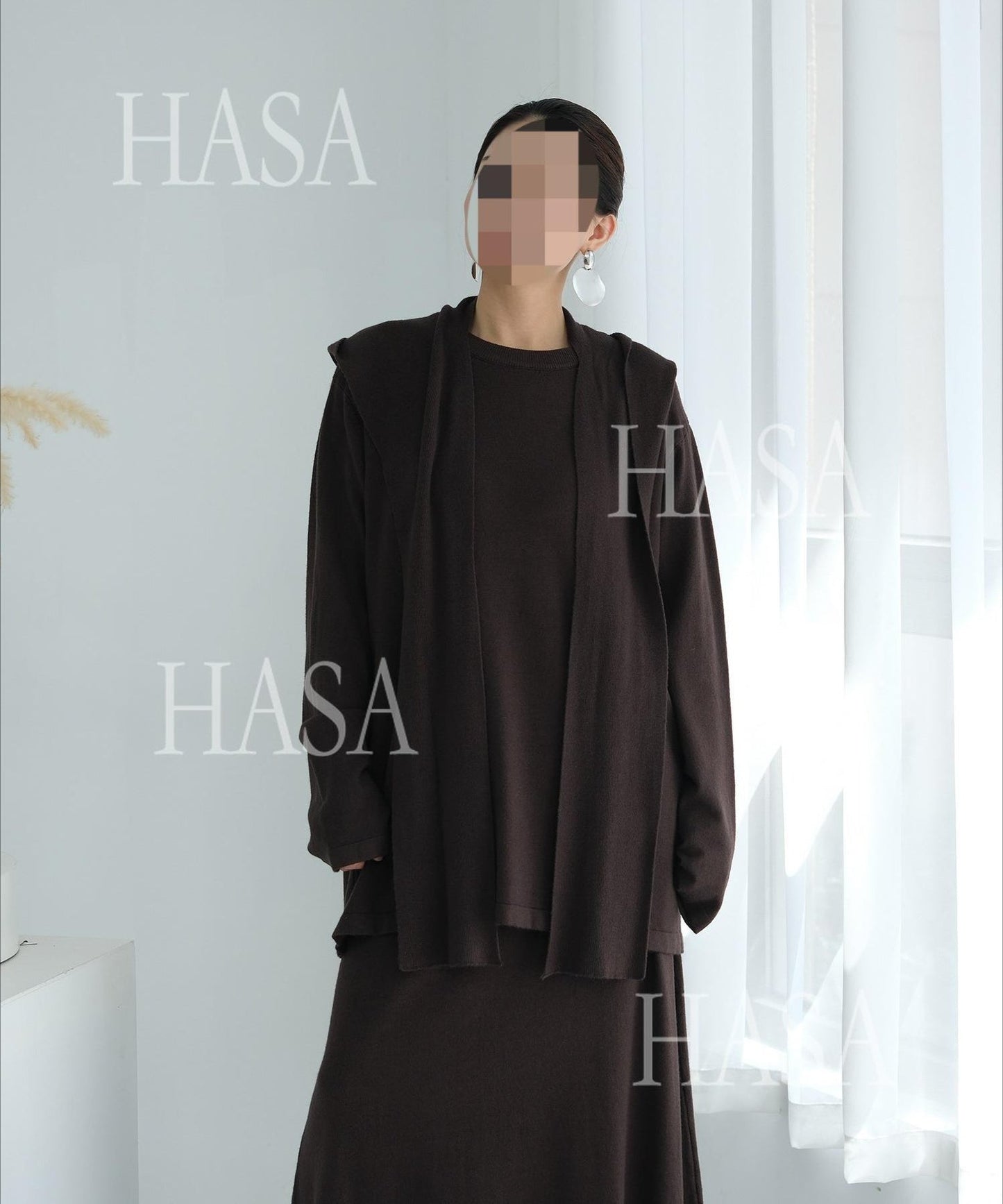 LM6609 Autumn and winter thickened knitted two-piece suit (excluding headscarf)