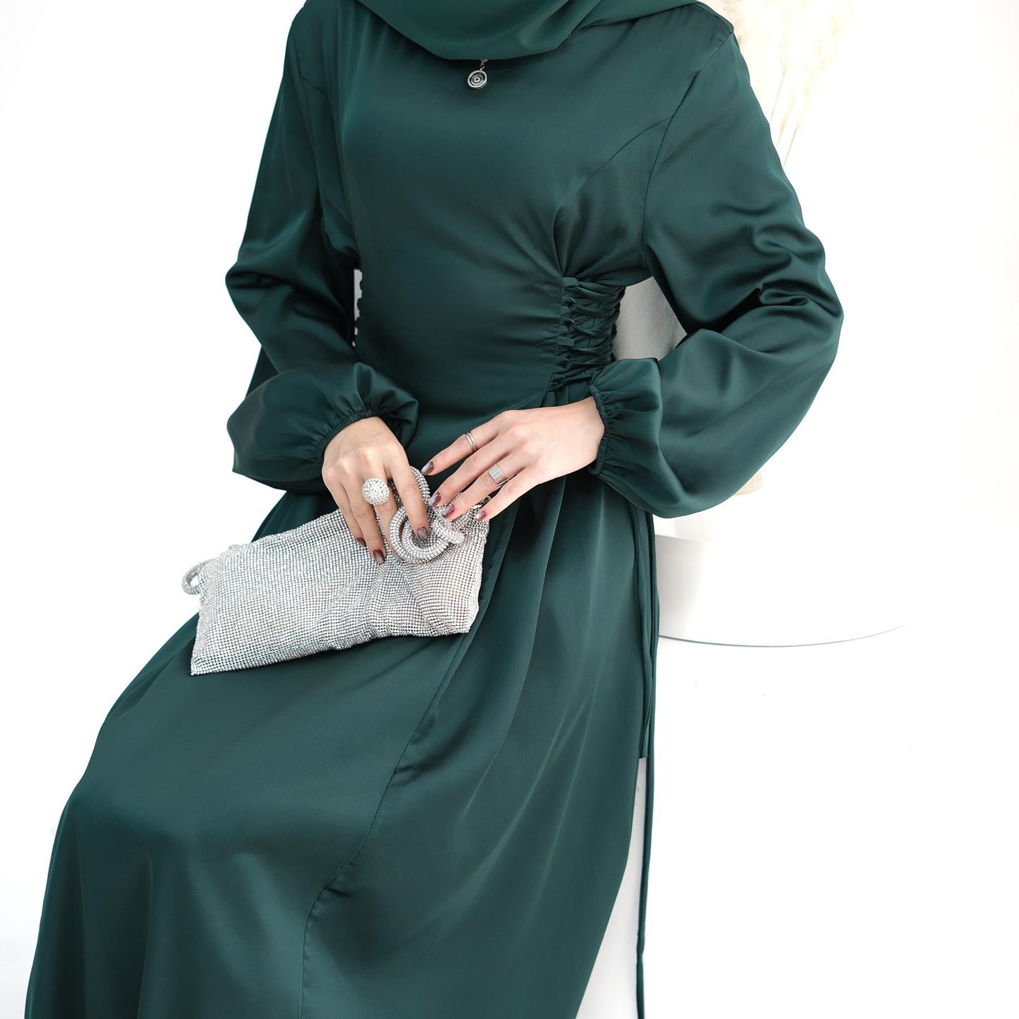 LUMAYA LUMAYA0991 Solid Color High-necked Slim Elegant Dress