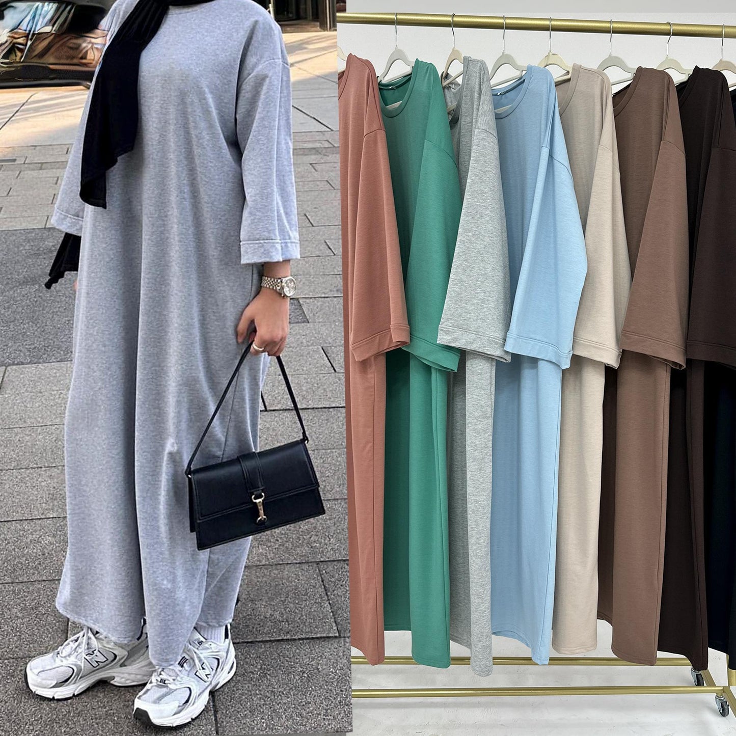 LUMAYA LUMAYA1089 Solid Color Hoodie Dress
