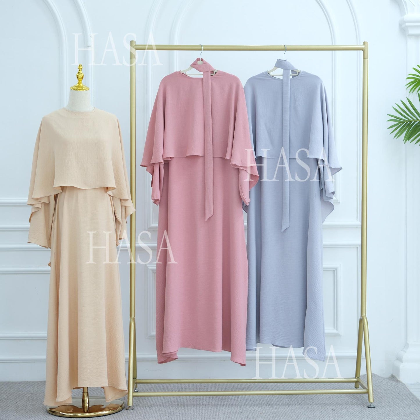 LUMAYA6532 Slim-fit waist cape robe two-piece set