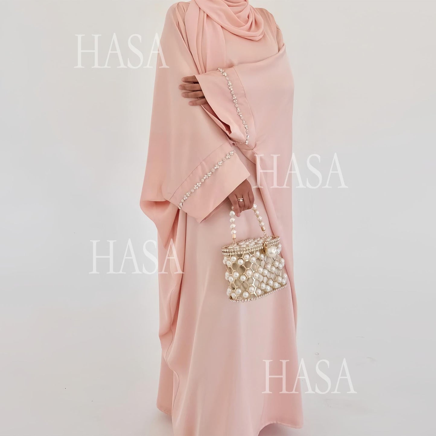 LUMAYA5882 A Cardigan Dress with Exquisite Hot Diamond Embellishment and Elegant Details closed abayas