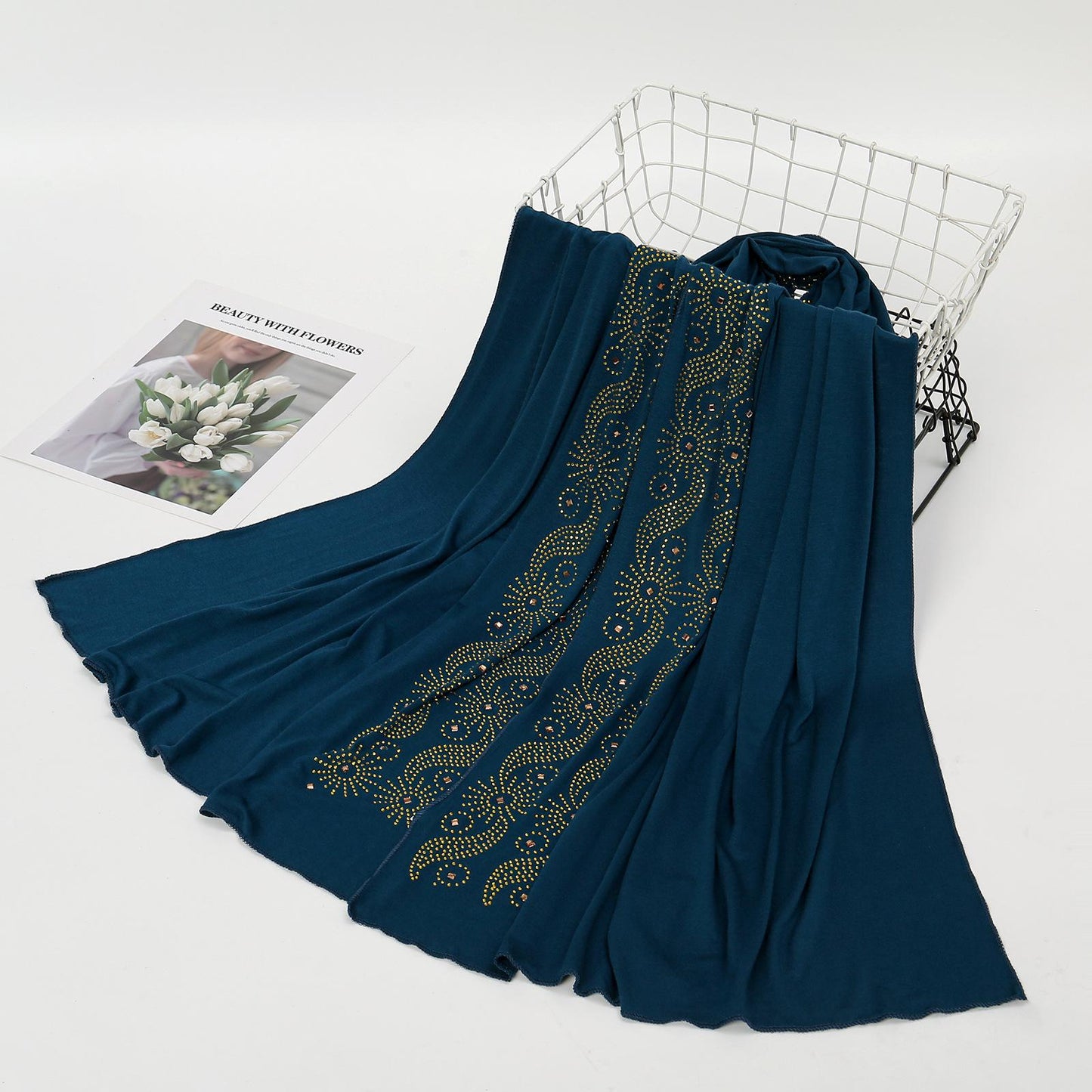 LUMAYA LM1145 Solid Color Rhinestone Headscarf