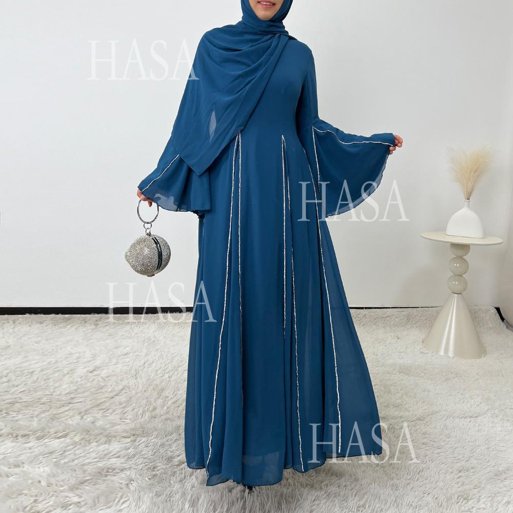 LUMAYA6497 Solid Color Light Luxury Chiffon Long Skirt Suit