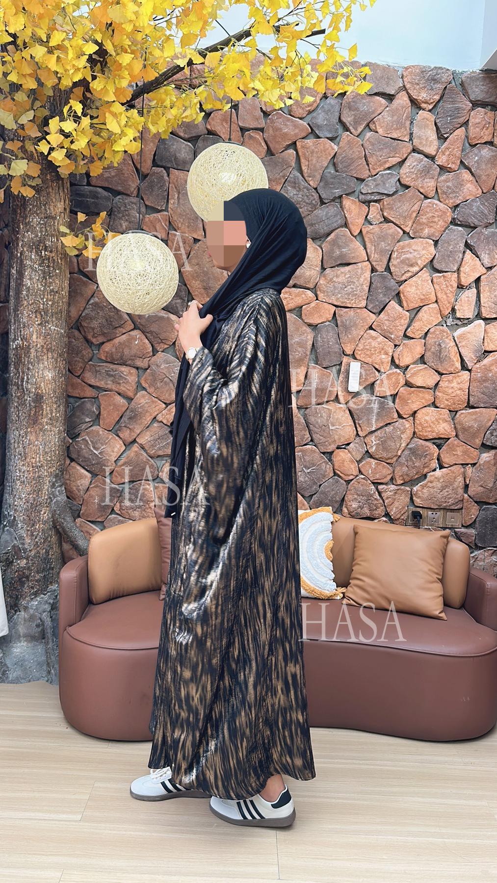 LUMAYA6566 Long-sleeved Printed Batwing Sleeve Loose Dress